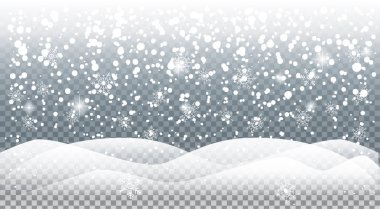 Gerçekçi yağan kar, kar taneleri Mutlu Noeller için manzara vektörü ve kar, kar taneleri, Noel hafifletme efekti ve Noel süslemesi içeren tebrik kartları. Lüks süs. Kış Tatili afiş şablonu
