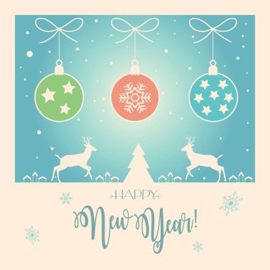 Retro Vektör Mutlu Noeller ve mutlu yıllar 2022 tebrik kartları kar, ren geyiği, köknar ağacı, pırıltı, kardan adam. Şirin Güzel Noel dekorasyonu Kış Tatili posterleri duvar kağıdı pankartı Instagram kartpostalı