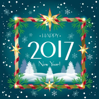 Vektör Noel ve mutlu yeni yıl tebrik kartları arka plan ile kar, çam ağacı, ışıltı, kar taneleri. Noel dekorasyonu. Kış tatili poster.