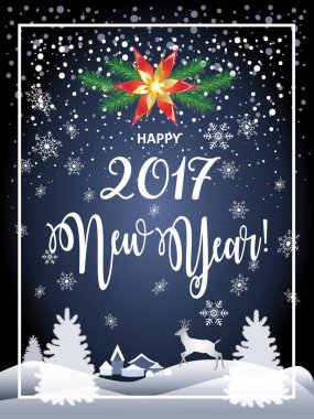 Vektör Noel ve mutlu yeni yıl tebrik kartları arka plan ile kar, çam ağacı, ışıltı, kar taneleri. Noel dekorasyonu. Kış tatili poster.