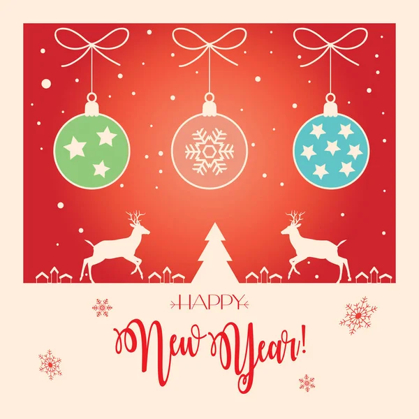 혁신적 인 벡터 메리 크리스마스 (Retro Vector Merry Christmas) 와 해피 뉴이어 (Happy New Year) 카드들 이 눈, 전나무, 반짝 거리는 눈송이들로 뒤덮여 있다. 크리스마스 장식. 겨울 홀리데이 포스터 2022 — 스톡 벡터
