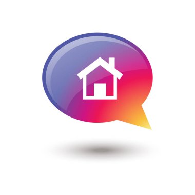 Home Speech bubble icon isolated. House Speech bubble symbol concept, button, web icon concept design. Communication symbol. App, Web, home. element. Instagram logo color style. clipart