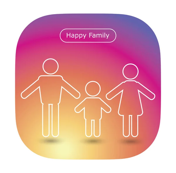 Stay Home Family Icon in trendy flat style isolated on colorful background. Parents symbol for web site design, logo, poster, sign. Mother, father and child Vector. Family Day. Love. Home Instagram man and woman, male, female, coronavirus covid-19 — Stock Vector