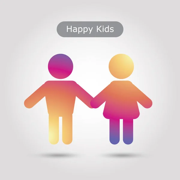 Pojke och flicka ikonen. Happy Kids ikon i trendig platt stil isolerad på färgglada bakgrund. Instagram barn symbol för webbplats design, logotyp, affisch, skylt. Pojke och flicka vektor illustration. Instagram, appikon, sociala medier — Stock vektor