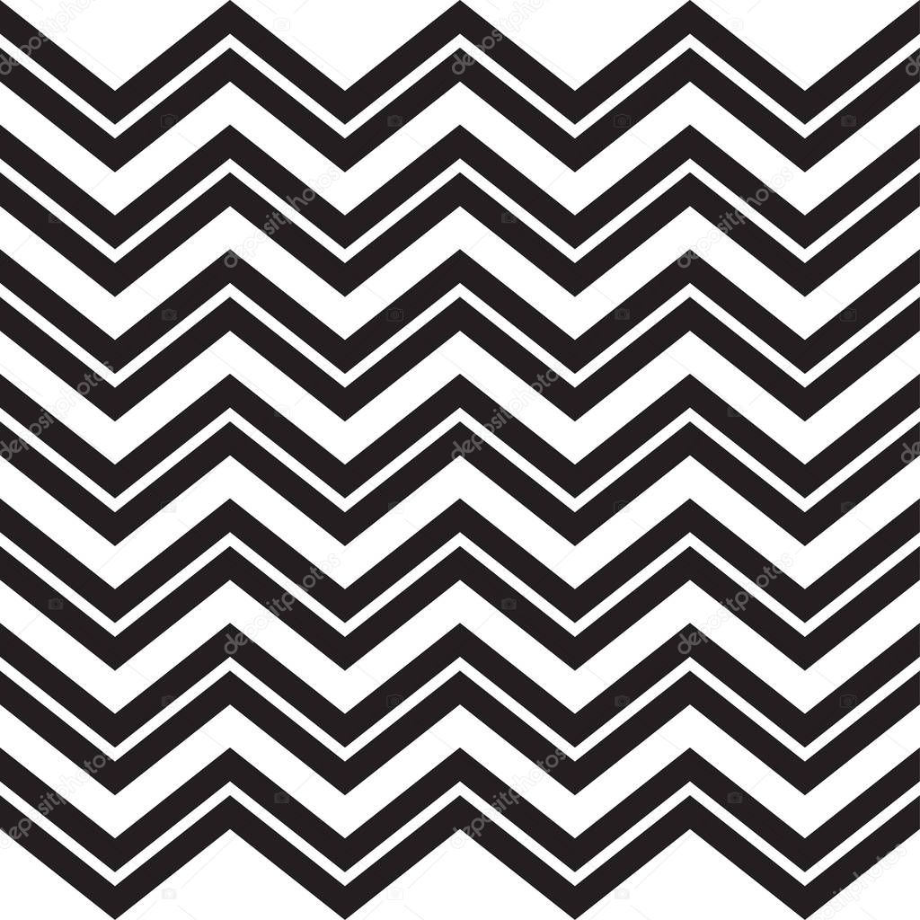 Seamless zigzag pattern of parallel lines. Geometric wave. Seamless background with horizontal black stripes of zig zag on white background. For Art, Print, Web advertising, Home decor, Textile, fabric print, Holiday decoration textile