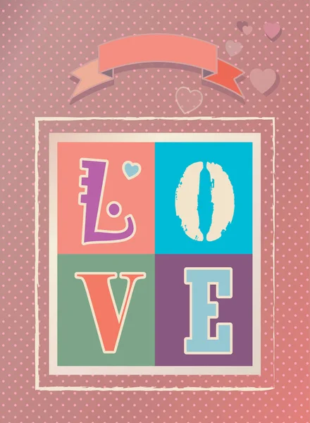 Feliz día de San Valentín Tarjeta de felicitación Vintage. Ilustración de plantilla vectorial. Cartel romántico con corazones, fondo festivo. Amor, póster, pancarta, tarjeta electrónica, sobre de postal. Publicidad, Marketing, Diseño de Etiquetas, Cartel de caligrafía — Archivo Imágenes Vectoriales