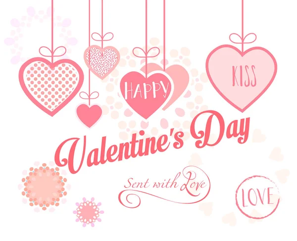 Valentin-nap vagy esküvő napja üdvözlőlap szívét, ünnepi Rózsaszín merített háttér vektor sablont. Romantikus poszter. Szerelem, romantika esemény, banner, e betű-kártya, tipográfia képeslap boríték. Reklám, kalligráfia retro design — Stock Vector