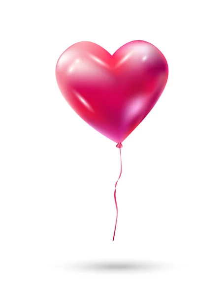 Icono del globo cardíaco. Globo forma de corazón Decoración vectorial. Globo rojo del corazón volando aislado sobre fondo blanco. Corazón papel pintado romance amor símbolo para el día de San Valentín, Cumpleaños, Boda, Aniversario tarjeta de felicitación, invitación, diseño de publicidad . — Vector de stock