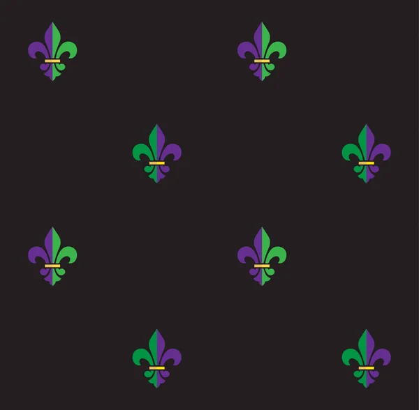 Fleur-de-lis seamless pattern. Карнавал Марди Гра, музыкальный фестиваль, афиша маскарада, дизайн пригласительного билета. Дизайн фона с французскими символами fleur de lis. Эмблема карнавала. Винтажный цветочный элемент. Векторное украшение. Декоративный орнамент . — стоковый вектор