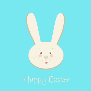 Mutlu Paskalya tatili, Paskalya tavşanı ve şerit, Paskalya tavşanı. Tebrik kartı arka plan. Sevimli tavşan düz retro. Vektör çizim, vintage tarzı. Sanat Yazdır moda için Web Tasarım dekorasyon