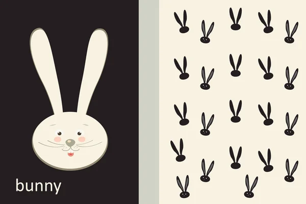 Happy Easter Holiday, Rabbit and ribbon, Easter Bunny. Greeting card background. Cute Rabbit Flat retro. Vector Illustration, vintage style. For Art Print Fashion, Web design Decoration — Stock Vector