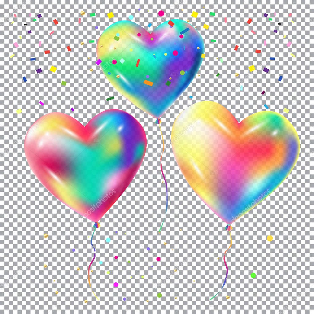 Heart Balloon isolated on white background for Birthday, Carnival, Music Festival, Masquerade Celebration, poster, invitation design. Vector illustration