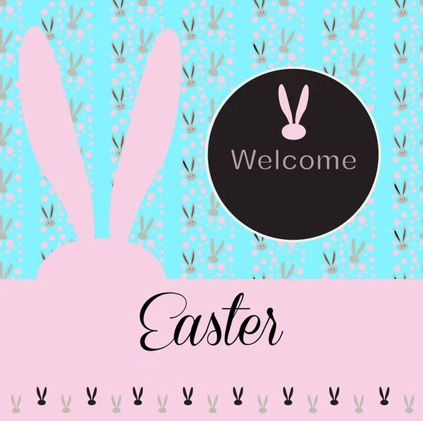 Happy Easter Holiday, Easter Rabbit and Easter eggs, ribbon, Easter Bunny. Greeting card background. Cute Rabbit Flat. Vector Illustration, modern style. For Art Print Fashion, Web design Decoration, placard, Web banner, flyer, advertising, marketing