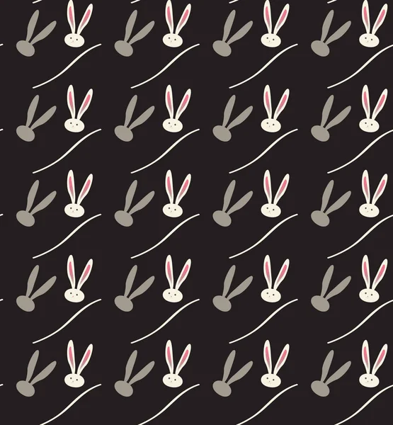 Easter Bunny pattern. Black color Vector illustration. Fashion, textile. Rabbit Print. Spring Holiday background. Rabbit ears Abstract background. Vintage. Textile, Fashion, Trendy design. — Stock Vector