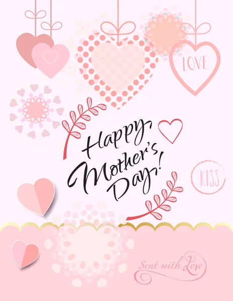 Colección Happy Mothers Day. Tarjeta del Día de las Madres, venta y banners web volantes plantillas con letras, corazones, globos. Cartel de tipografía, etiqueta, colección de diseño de pancartas de folleto. Amor, Romance promoción — Vector de stock