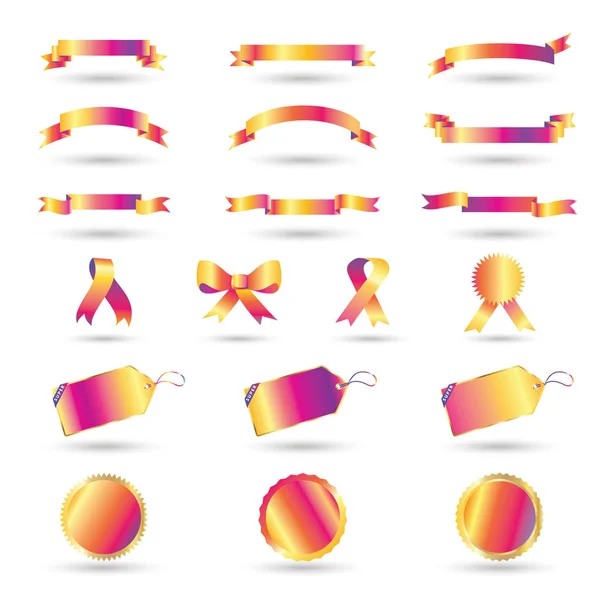 Ribbon banner, banner, ribbon vector, bow, gold ribbon, red ribbon, ribbon bow, label, red ribbon, gift, tag, seal, gold medal. Ribbons sale tags collection. Award symbols. Instagram. Banners template design. ribbon layout set. Ribbon isolated Holy — Stock Vector