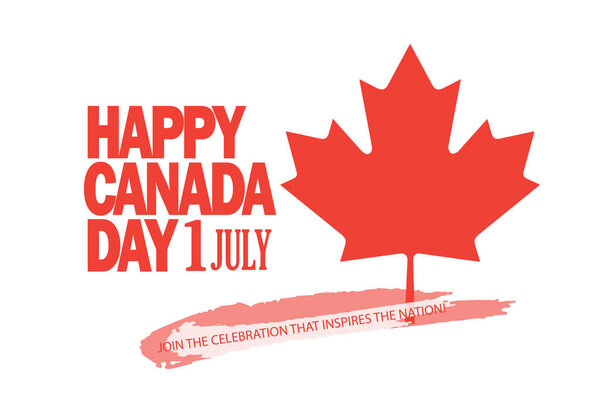С Днем Канады! Открытка, плакат, плакат, с логотипом клена, красный цвет канадского флага. Знамя Дня Канады, Праздник, празднование, векторный шаблон иллюстрации
.