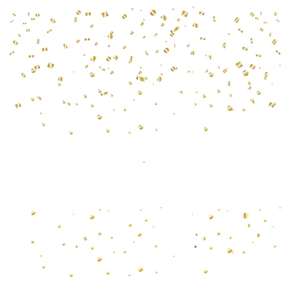 Plantilla vectorial realista aislada de confeti de oro 3D. Diseño abstracto, confeti festivo de oro, destellos aislados en blanco. Fondo transparente. Navidad, cumpleaños, carnaval, día de la madre. Decoración navideña. Abstracto — Vector de stock