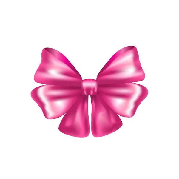 3D pink ribbon with bow with tails isolated on white background. Gift box decoration. Christmas, Birthday, Valentine's day, Sales, Decoration, accessories vector template. — Stock Vector