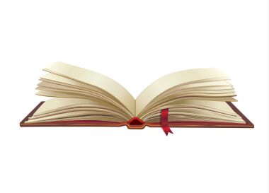 Beyaz arka plan üzerinde izole açık kitap. Eski kağıt sayfaları doku. Eğitim, bilim, Kütüphane, geçmiş, İncil, okul, simge, simge, nesne, afiş, broşür grafik tasarım için. Vektör çizim.
