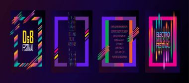 Broşür tasarım kapakları. Arka plan dans elektronik müzik Festivali, sert yaz, dans olay, Pop, Modern Sanat poster tasarımı soyut. Festival gece kulübü Parti Davetiyesi kavramı. Neon soyut degradeler dinamik geometrik çok renkli çerçeveler ayarla.