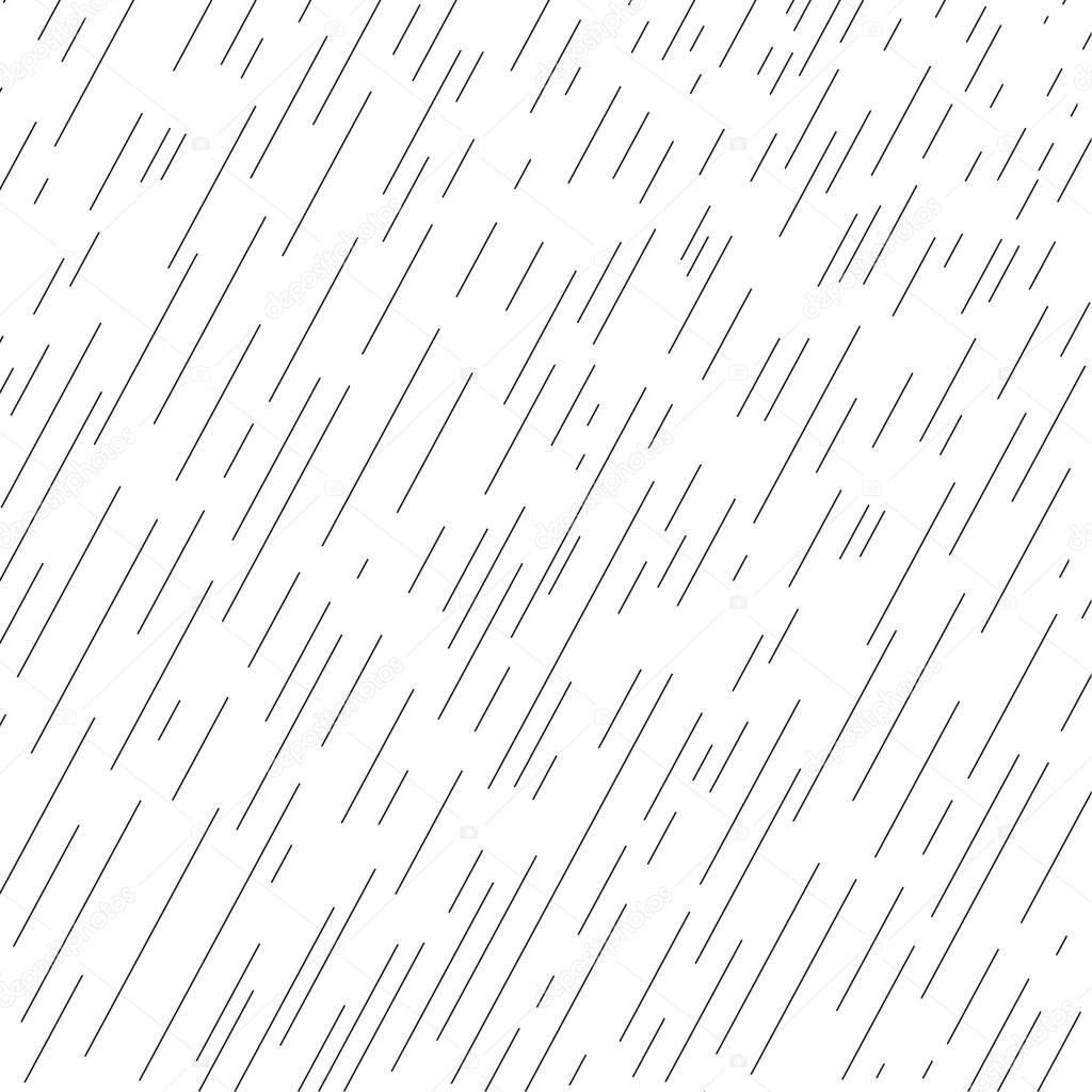 Rain. Rainy background, rainy day, rain drops, rain falling poster, water drops banner, dynamic black lines on white. Fall season wallpaper, Autumn rainy texture illustration. Rain pattern vector. Fabric, Print, Web