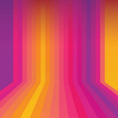 Soyut web afiş, takipçileri kutsal kişilerin resmi ile sosyal medya duvar kağıdı takipçisi logosu çok renkli. Dinamik perspektif şekilleri günbatımı renk gradyan arka planı. Modern tasarım. Yenilikçi vektör çizim 2018