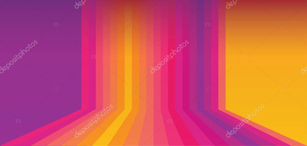 Abstract web banner multicolored, with followers icons, social media wallpaper follower logo. Dynamic perspective shapes sunset color gradient background. Modern design. Hipster Vector illustration 2018