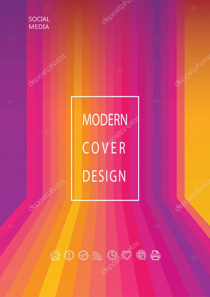 Abstract web banner multicolored, with followers icons, social media buttons, heart icon, follower logo. Dynamic perspective shapes sunset color gradient background. Modern design Vector illustration 2024