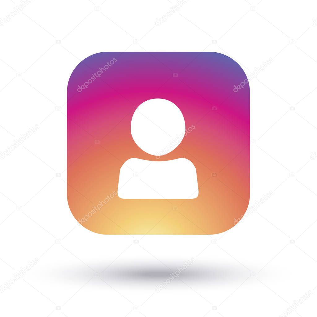 Follower icon multicolored, isolated on white background with shadow. Like, follower, man silhouette, comment icons, speech Logo sunset color gradient vector illustration. Social media element design.