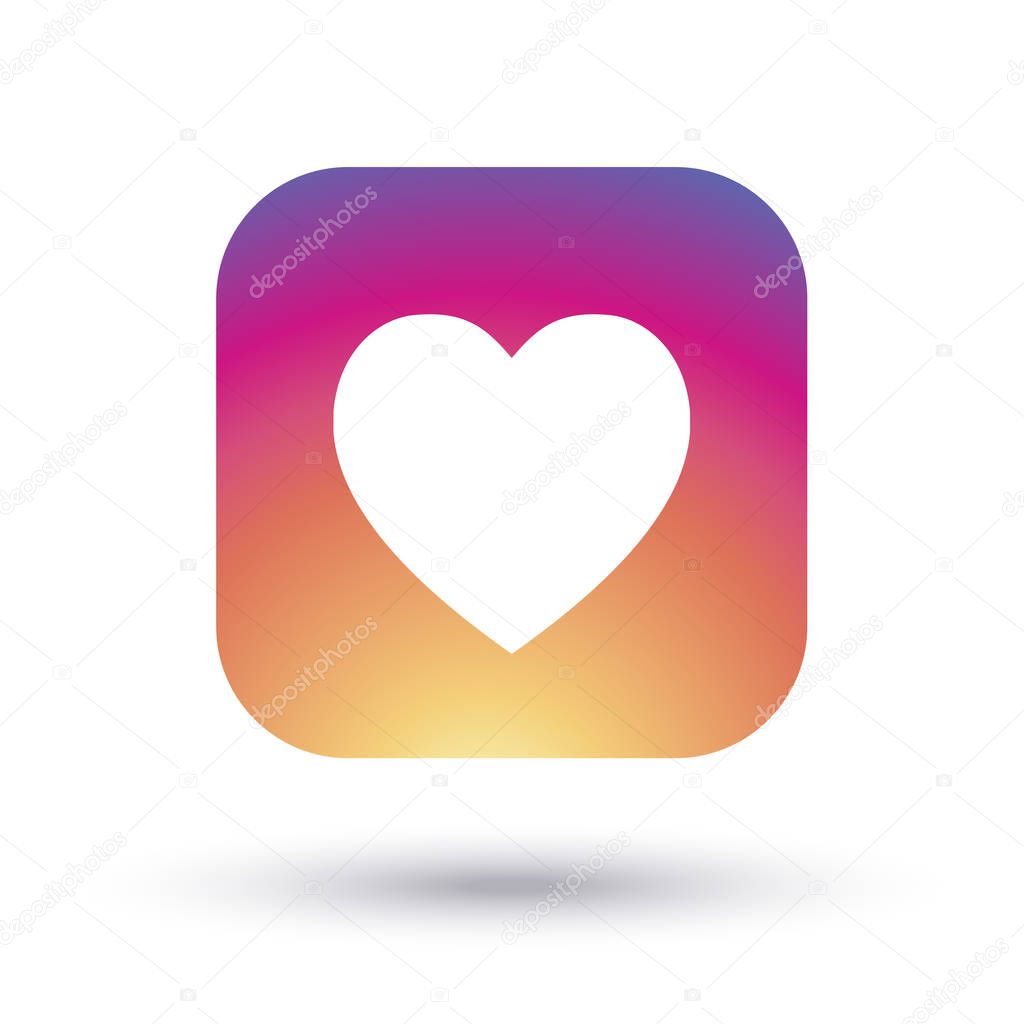heart icon. heart logo followers icon, like, favorite, love sign, button. Social media icon concept design. Heart shape on sunset, multicolored background, isolated. hipster style vector illustration