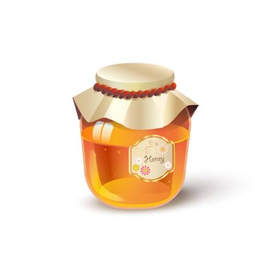 Tatlım jar izole üzerinde beyaz arka plan, gerçekçi 3d tatlım klip art resim. Arı bal vektör çizim reklam arıcılık bal dükkanı veya ekmek için. Tatlım sağlıklı gıda, tatlı tatlı, kozmetik, güzellik, tatil, kutlamak, doğal ürün