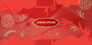 2018 FIFA Rus Dünya Kupası futbol soyut futbol turnuvası futbol şablon kırmızı arka plan dinamik doku modern kavram afiş vektör Dünya Kupası yarışması. Şampiyonluk futbol duvar kağıdı, fiş, kupon, broşür, kapak Rus Halk sanat işareti