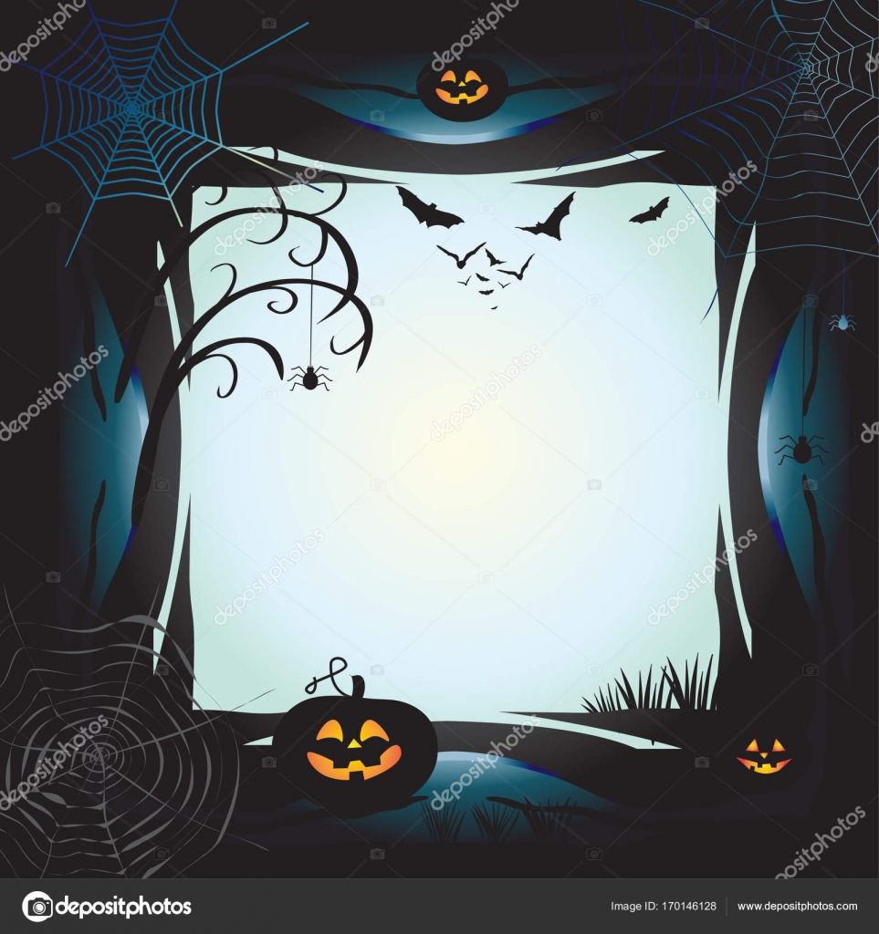 halloween night background with pumpkin bat spider web halloween invitation background