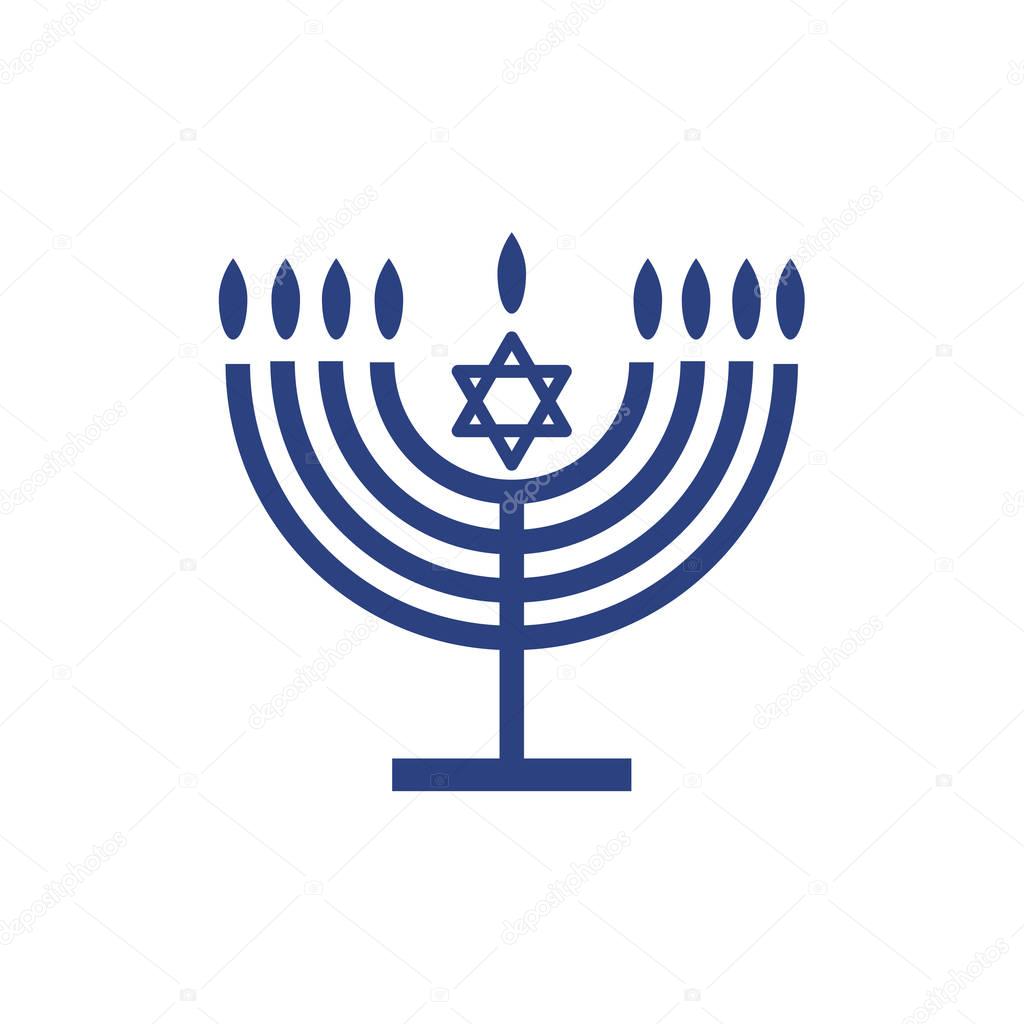 Hanukkah icon Menorah candelabrum and candles sticker. Jewish holiday