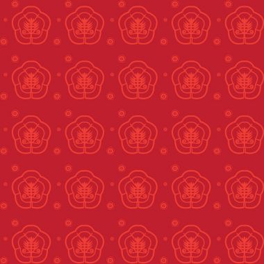 Çin mutlu yeni yıl tebrik kartları dekorasyon, geleneksel süs seamless modeli, altın ve kırmızı çiçek geometrik süsleme, altın lüks çerçeve üzerinde kırmızı arka plan ile arka planını renklendirin. Lüks Noel dekorasyonu. Bahar, kış tatil vektör