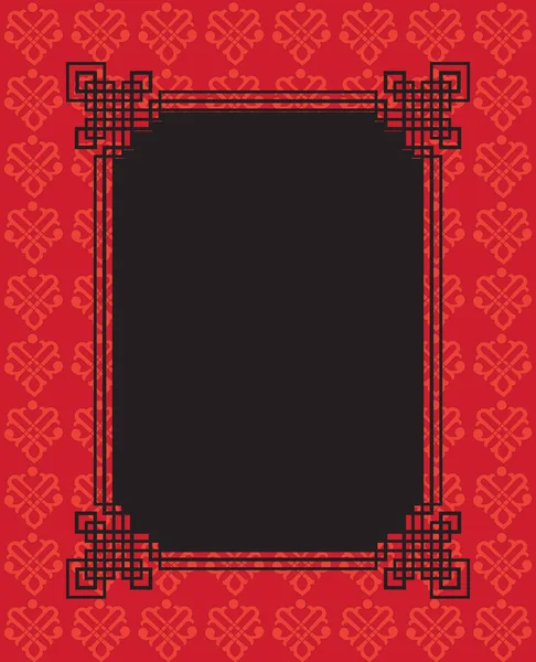 Chinesisch frohes neues Jahr Grußkarte Dekoration, Rand, traditionelle ornamentale Muster, schwarze und rote Farbe Hintergrund mit floralen geometrischen Ornament, Gold Luxus Rahmen auf rotem Hintergrund. Luxus-Weihnachtsdekoration. Frühling, Winter Ferien Vektor — Stockvektor