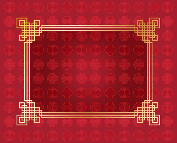 Frame Vector chinês Feliz Ano Novo cartões decoração, padrão vermelho ornamental tradicional, ouro e fundo vermelho com ornamento borda geométrica floral moldura de luxo ouro no fundo vermelho. Decoração de Natal de luxo. Primavera, férias de inverno — Vetor de Stock