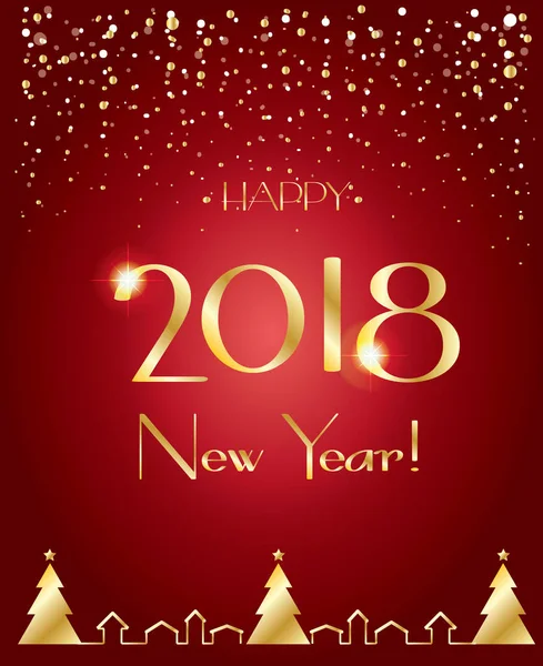 2018 logo, šťastný nový rok a Vánoce luxusní blahopřání s zlaté vločky, třpytky, konfety, Vánoční dekorace vector šablony. — Stockový vektor