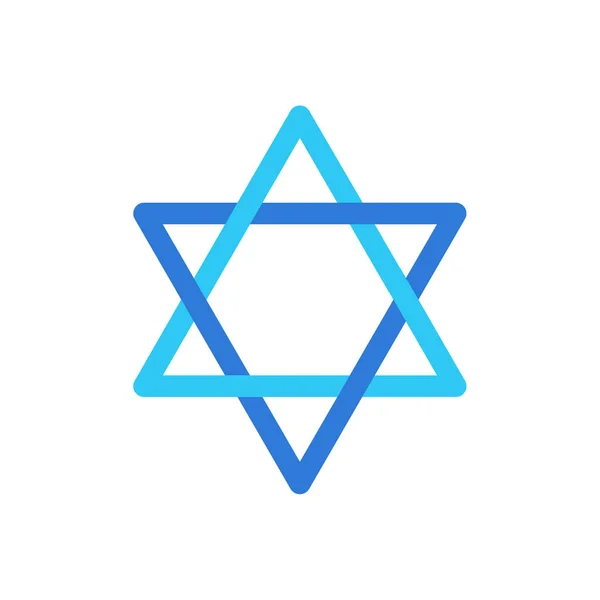 Symbole étoile de David isolé sur fond blanc, signe de vacances juive étoile de David, logo du drapeau israélien, autocollant étoile israélienne icône de couleur bleue vecteur illustration plate. Magendavid étoile bleue — Image vectorielle