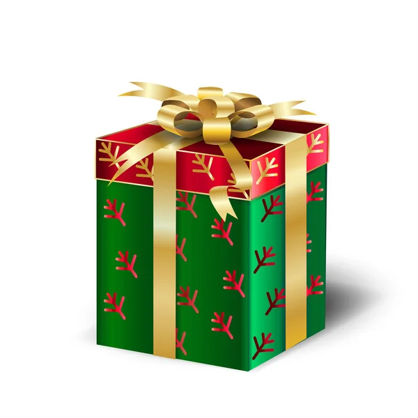 Geschenk-Box für Weihnachten und Neujahr Winterurlaub, feiern, schöne Geschenk-Box mit Satinband isoliert auf weißem Hintergrund, Geschenk, festliche Geschenk-Box Vektor dekorative Illustration. Boxtag Verkauf Tapete — Stockvektor