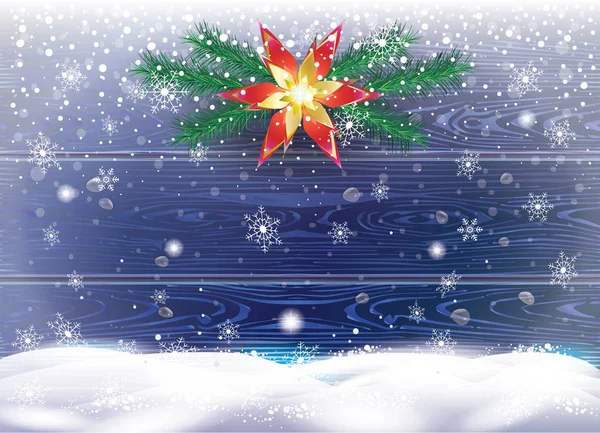 Χριστουγεννιάτικο Έλατο Διακόσμηση Κλαδιά Γιρλάντα Χιονόπτωσης Νιφάδες Χιονιού Πέφτουν Χιονόπτωση — Διανυσματικό Αρχείο