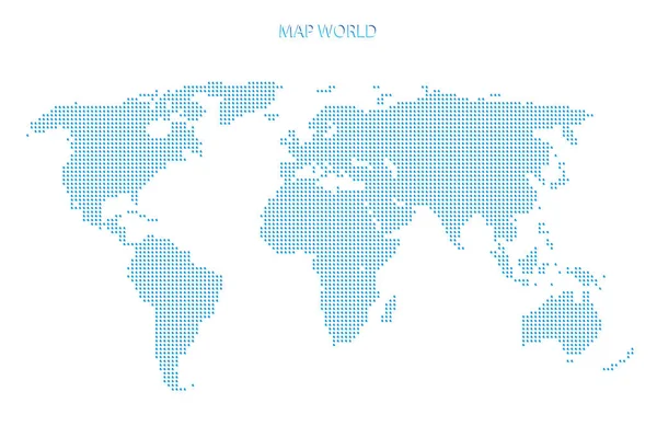 Tečkované Mapa Světa Tmavomodrý Svět Mapa Silhoeutte Izolované Bílém Mapa — Stockový vektor