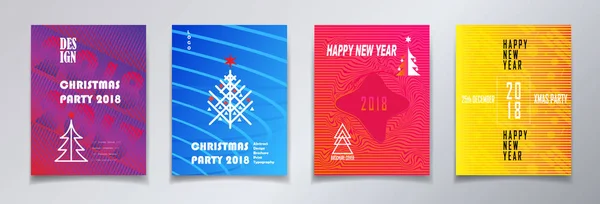 2018 Vektor Šťastný Nový Rok Vánoce Zimní Party Pozvánka Futuristické — Stockový vektor