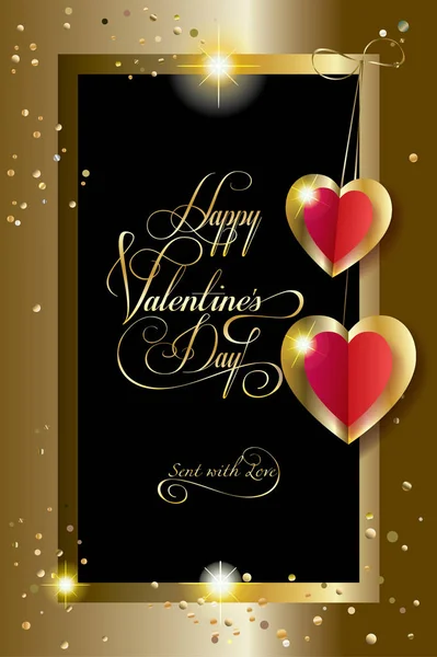 Feliz Día San Valentín Amor Romance Tarjeta Felicitación Con Marcos — Vector de stock