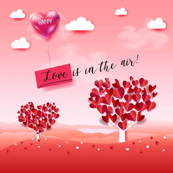 love is in the air! Happy Valentines Day greeting poster 