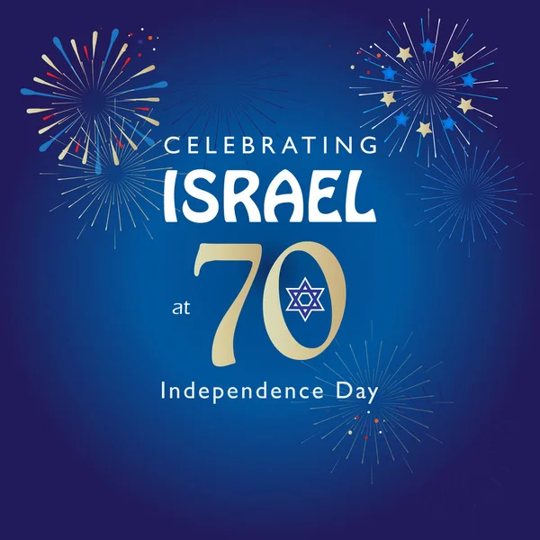 Israele Anniversario Giorno Dell Indipendenza 2018 Calligrafia Testo Festivo Poster — Vettoriale Stock