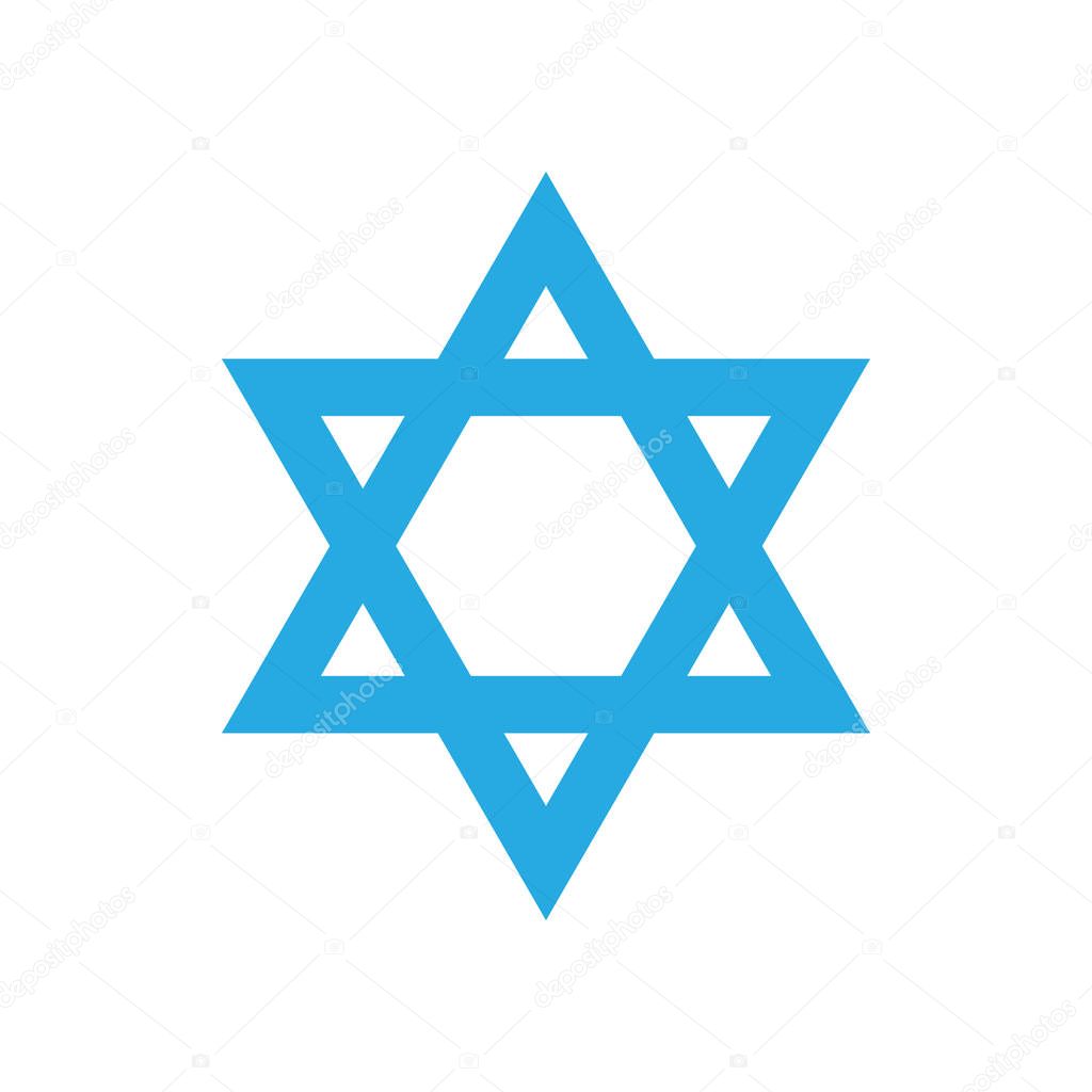 Israeli blue star for Israel 70 anniversary, Independence Day, 2018, David's star isolated on white background icon festive greeting sign, Jewish Holiday, Jerusalem banner with Star of David, blue star logo vector modern design 1948-2018 celebration