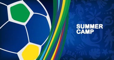 CONMEBOL Copa Amrica Arjantin 2024 Kolombiya Yaz Olimpiyatları Brezilya Futbol Şampiyonası arka planı Brezilya 'nın soyut mavi desenli geleneksel unsurları. Çocuk Kampı, Spor, Şampiyonluk, Paulo futbol tabelası konsept tasarımı Brezilya