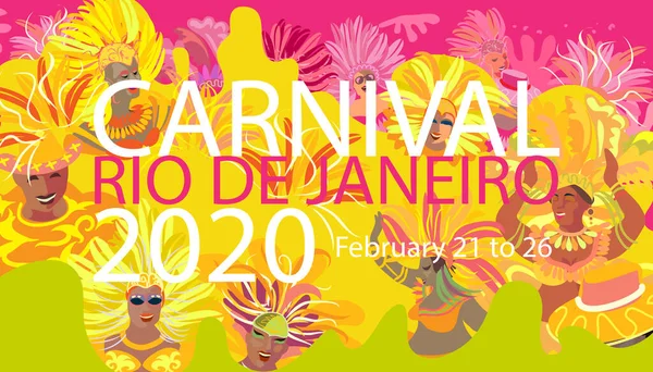 2020 Abstract Rio Brazilian Carnival Music Dance Festival Night Party — Vetor de Stock